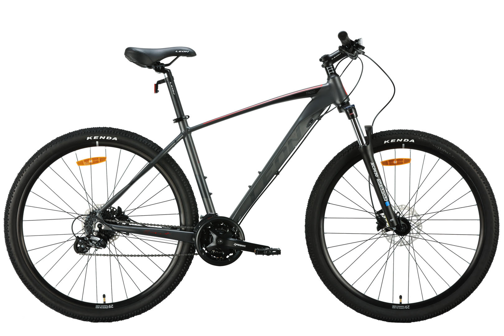 Bicycle AL 29" Leon TN-80 HDD frame-19" graphite with black and red (matt) 2024