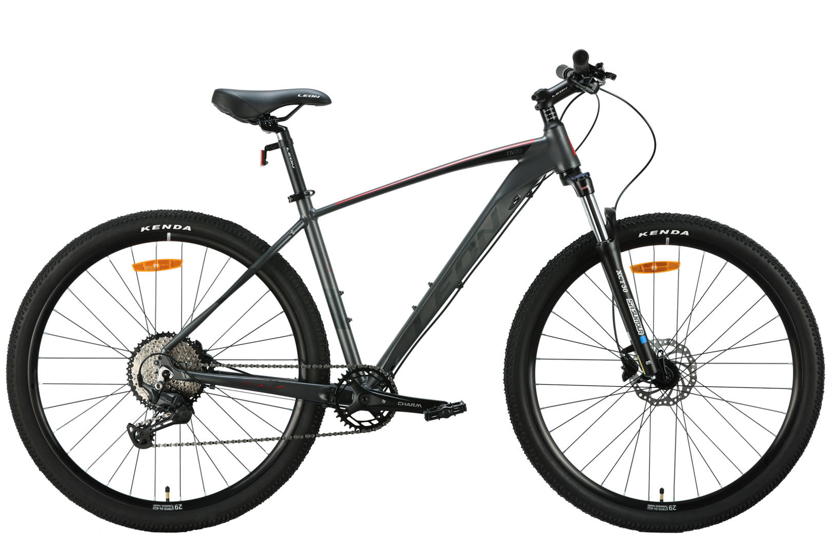 Bicycle AL 29" Leon TN-70 HDD frame-19" graphite with black and red (matt) 2024